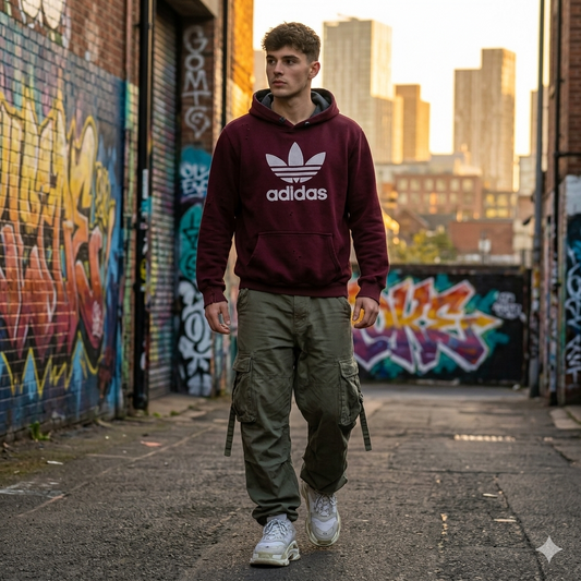 Adidas bordó férfi kapucnis pulóver - 3XL