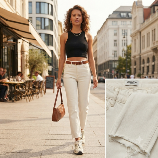 Pull&Bear ekrü női farmernadrág - S