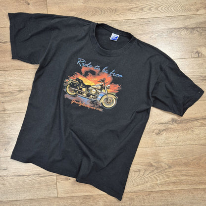 Classic Line „Ride to be Free” motoros férfi póló – XL