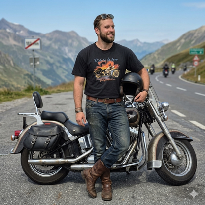 Classic Line „Ride to be Free” motoros férfi póló – XL