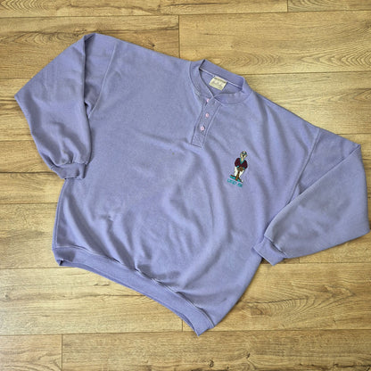Z.X.Z. lila férfi vintage medvés pulóver - XXL