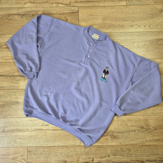 Z.X.Z. lila férfi vintage medvés pulóver - XXL
