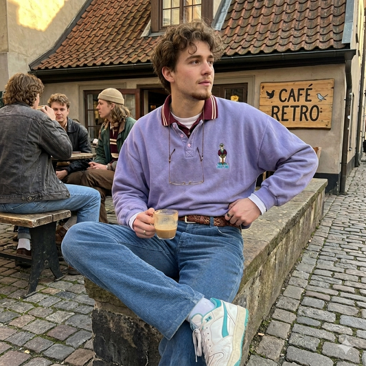 Z.X.Z. lila férfi vintage medvés pulóver - XXL