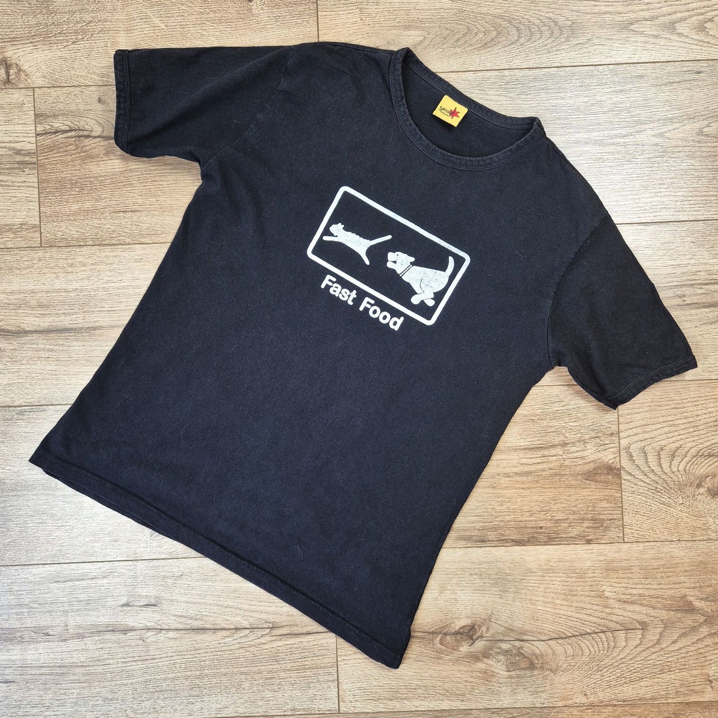 Spank "Fast Food" vintage fekete unisex póló - M