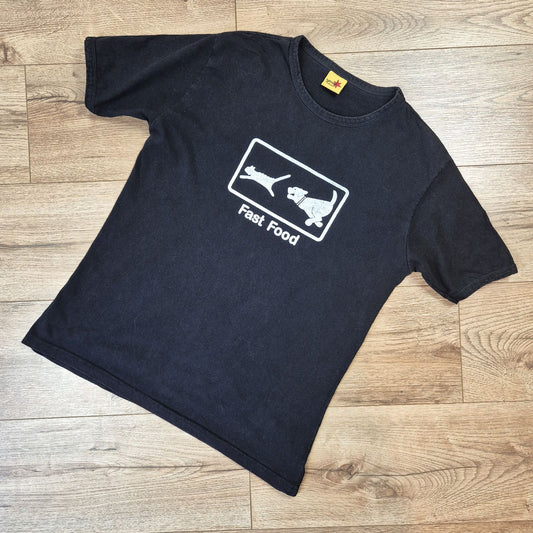 Spank "Fast Food" vintage fekete unisex póló - M