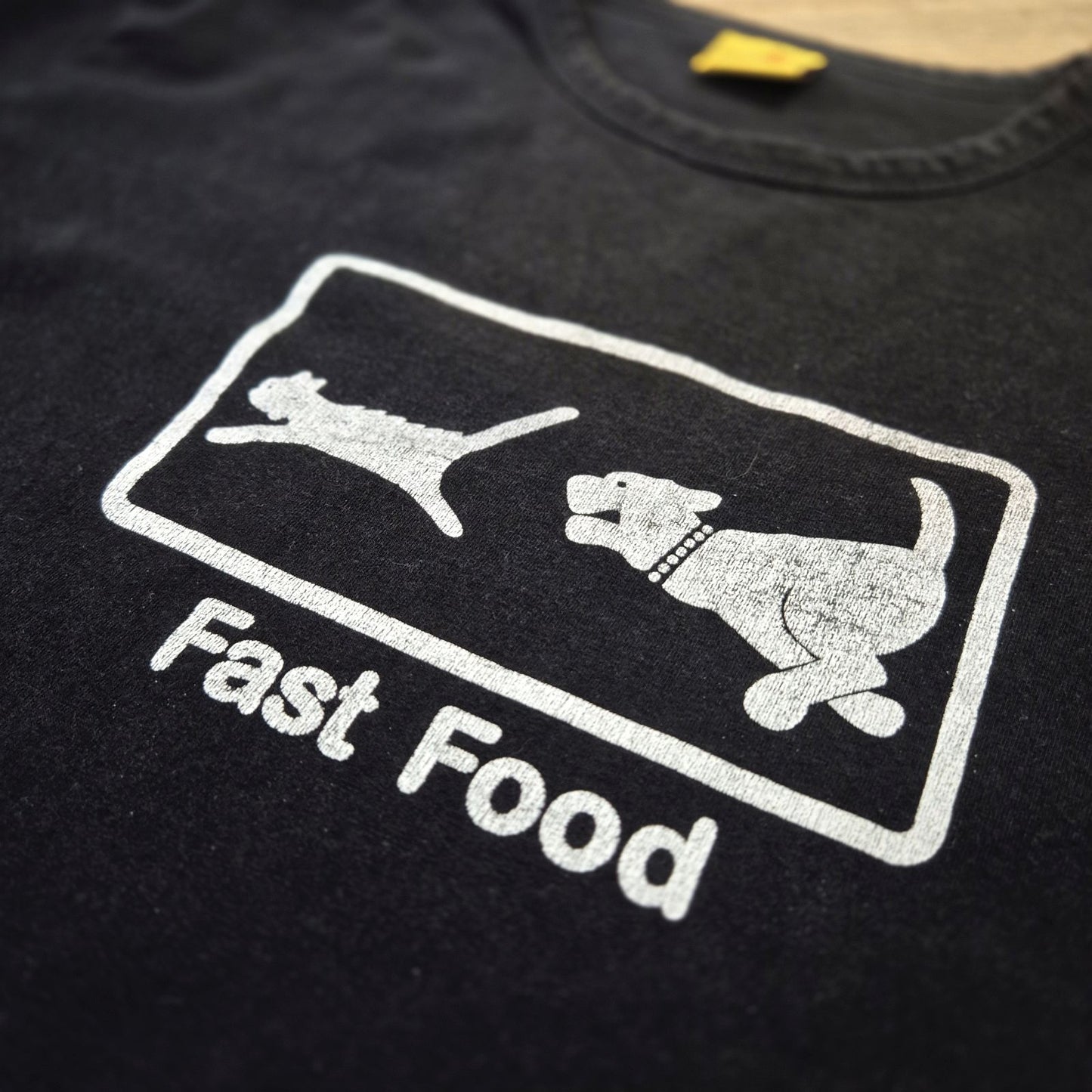 Spank "Fast Food" vintage fekete unisex póló - M