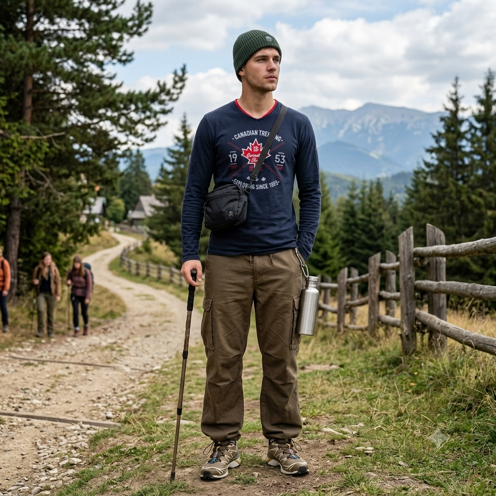 Canadian Peak mintás sötétkék férfi hosszú ujjú felső - L