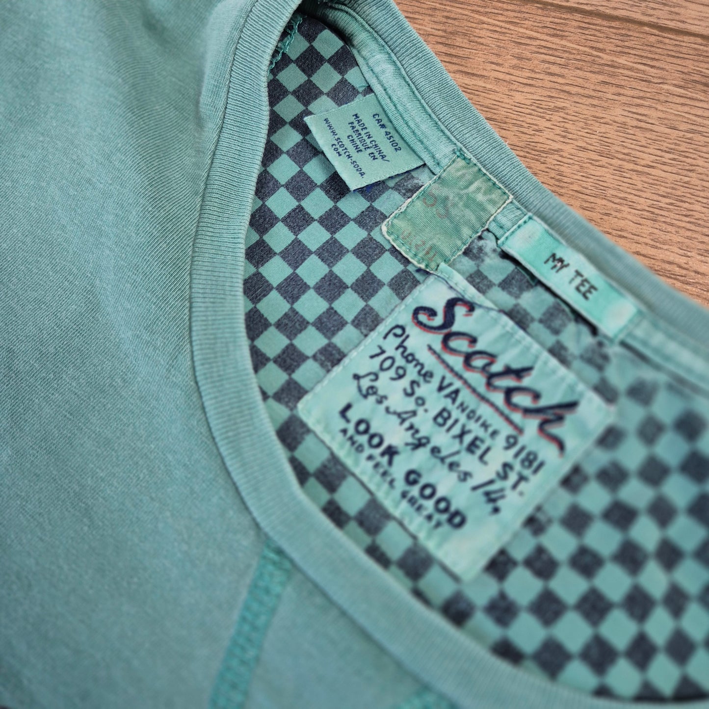 Scotch & Soda türkiz férfi grafikás póló - L