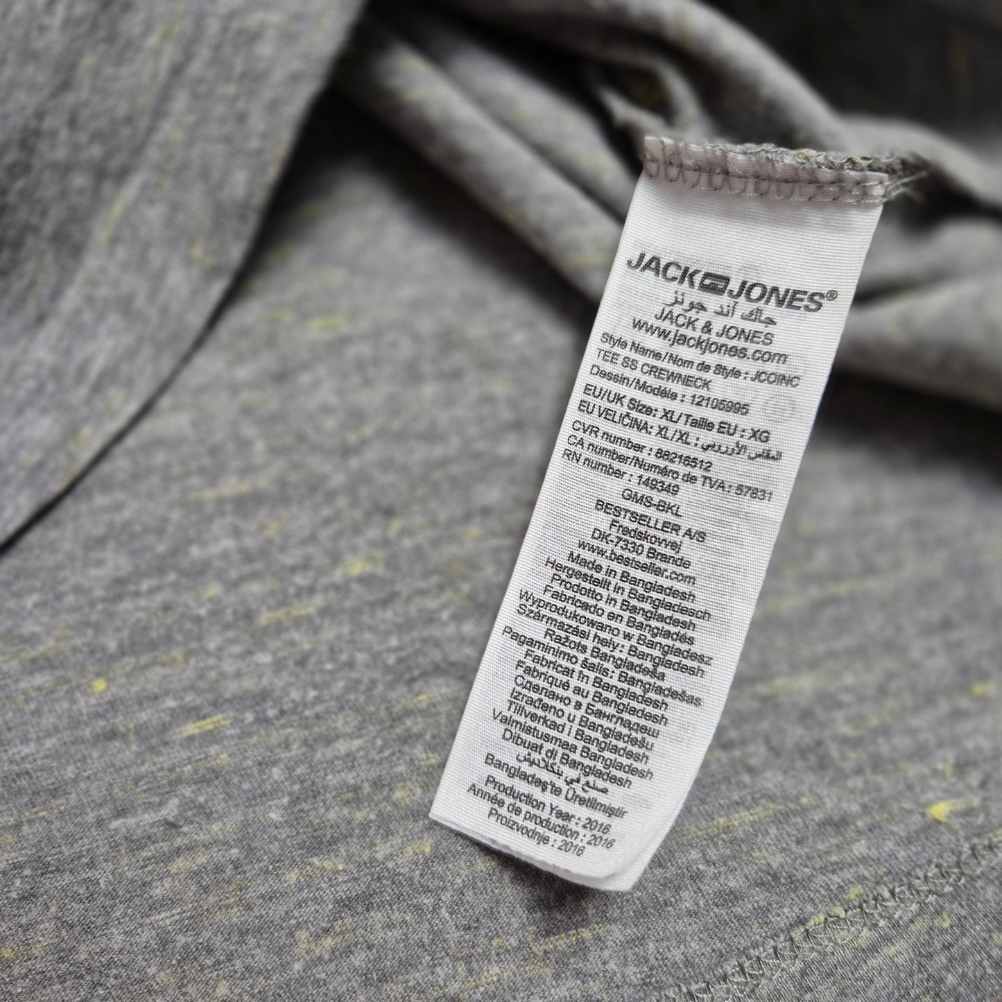 Jack & Jones neonszálas szürke férfi póló - XL