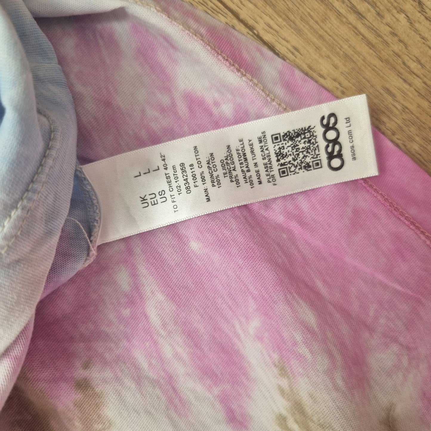ASOS kék-rózsaszín férfi batikolt hosszú ujjú póló - L