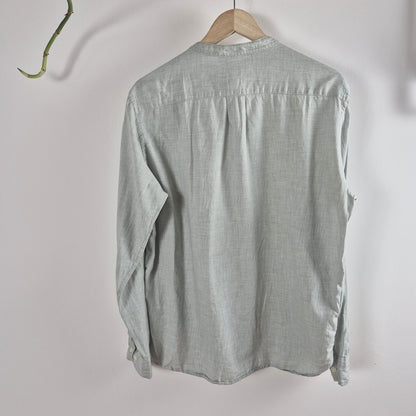 H&M Lenvászon hatású szürke férfi állógalléros ing - M