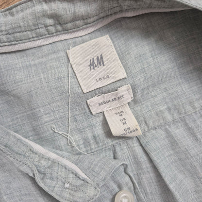 H&M Lenvászon hatású szürke férfi állógalléros ing - M