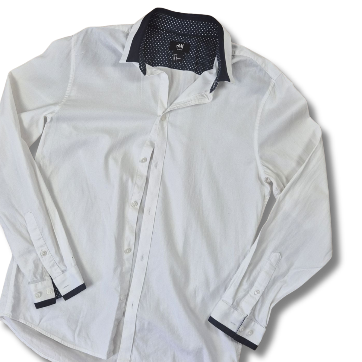 H&M Slim Fit mintás gallérú férfi fehér ing - M