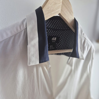 H&M Slim Fit mintás gallérú férfi fehér ing - M