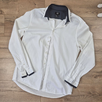 H&M Slim Fit mintás gallérú férfi fehér ing - M