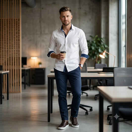 H&M Slim Fit mintás gallérú férfi fehér ing - M