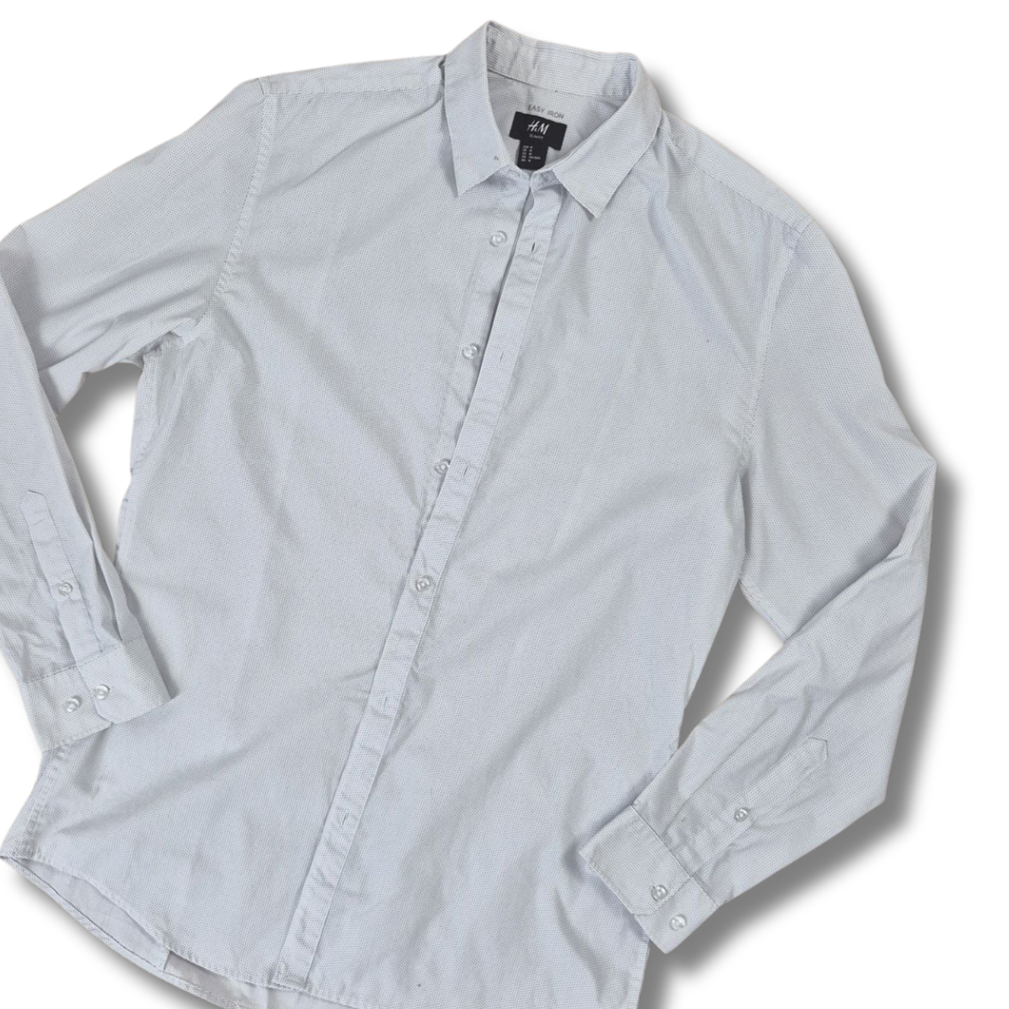 H&M fehér-fekete mintás férfi slim fit ing - M