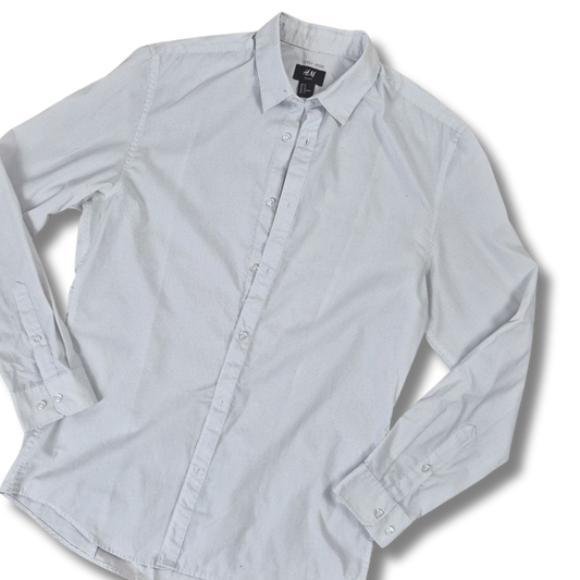 H&M fehér-fekete mintás férfi slim fit ing - M