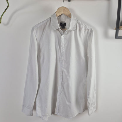 H&M fehér-fekete mintás férfi slim fit ing - M