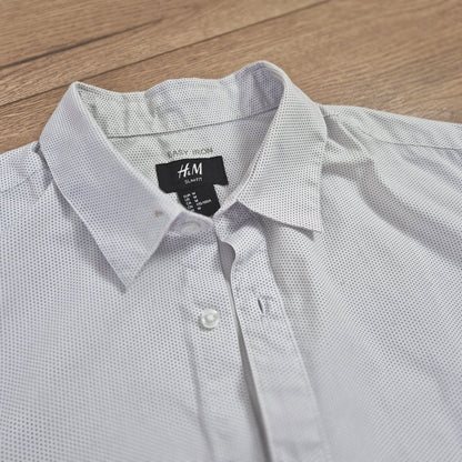 H&M fehér-fekete mintás férfi slim fit ing - M