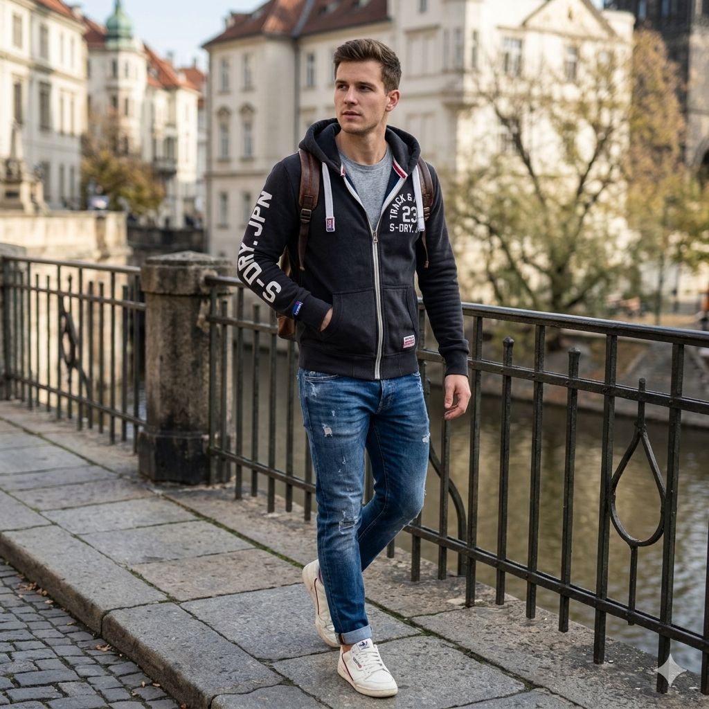 Superdry fekete férfi cipzáros pulóver - L