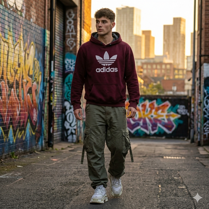 Adidas bordó férfi kapucnis pulóver - 3XL