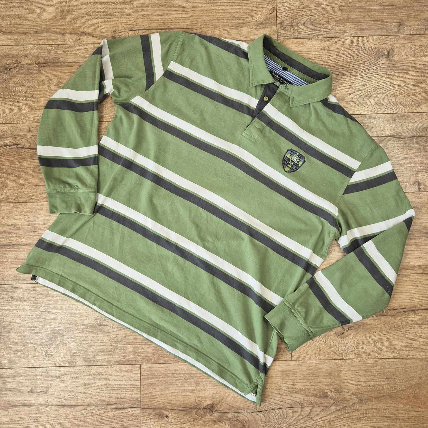 Tailor & Son zöld férfi hosszú ujjú galléros póló - 2XL
