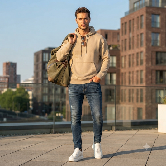 H&M Divided bézs férfi kapucnis pulóver - M
