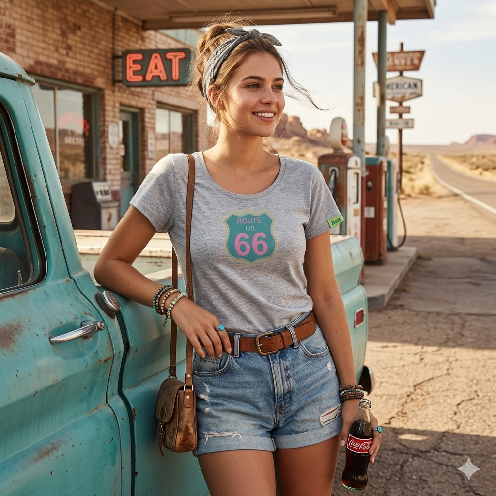 Route 66 szürke női póló - XL