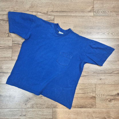 Young Style kék unisex zsebes vintage póló - M