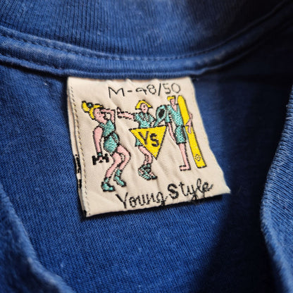Young Style kék unisex zsebes vintage póló - M