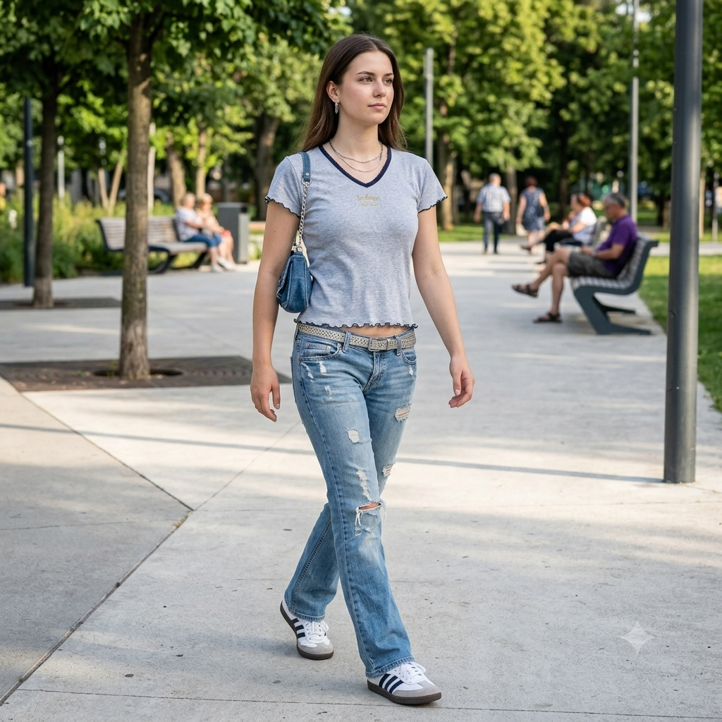 Levi's szürke-sötétkék női V-nyakú póló - M
