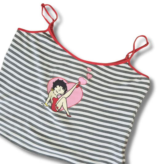 Vintage Betty Boop csíkos top - L