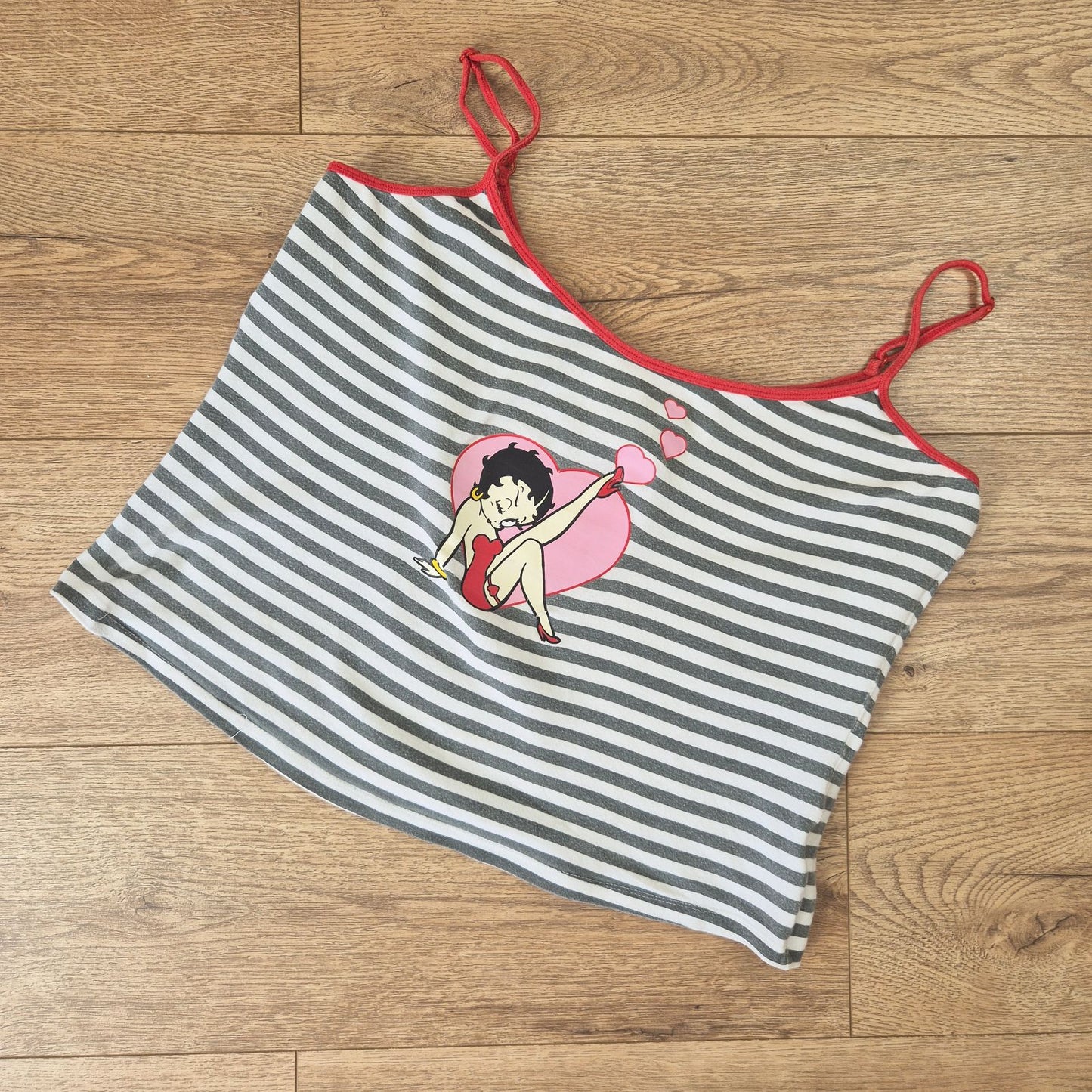Vintage Betty Boop csíkos top - L