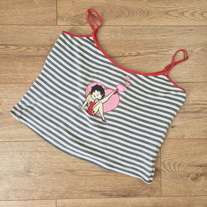Vintage Betty Boop csíkos top - L