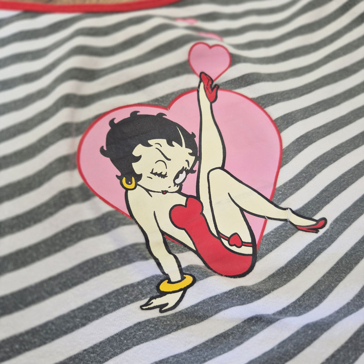 Vintage Betty Boop csíkos top - L