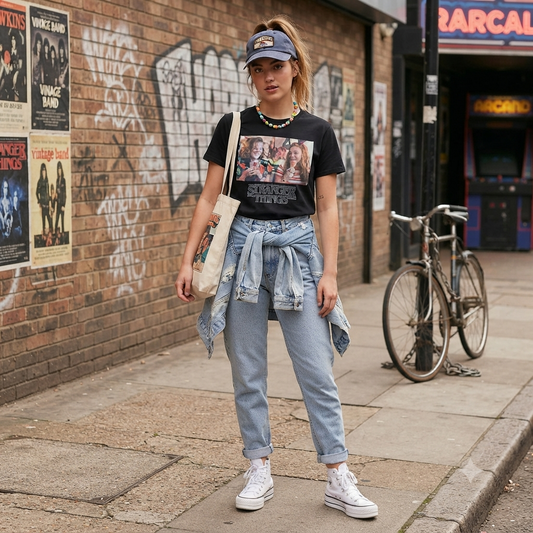 Tiffosi fekete női Stranger Things póló - M