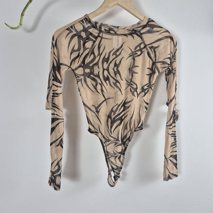 Collusion bézs-fekete női body - XS