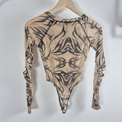 Collusion bézs-fekete női body - XS