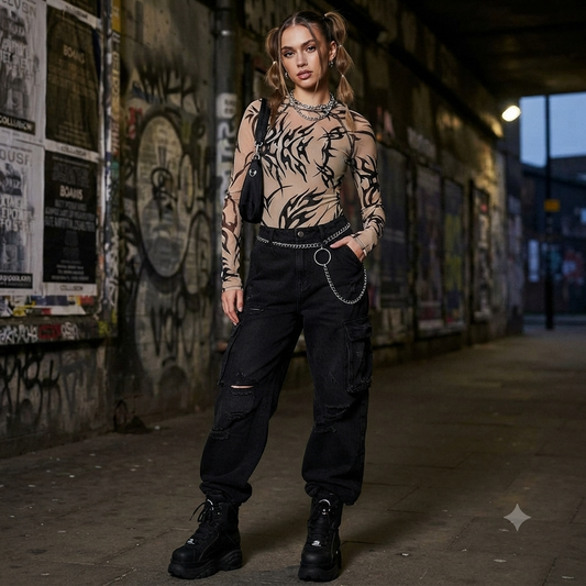 Collusion bézs-fekete női body - XS