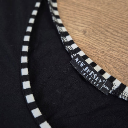 New Jersey fekete mintás betétes hosszított tunika - 3XL
