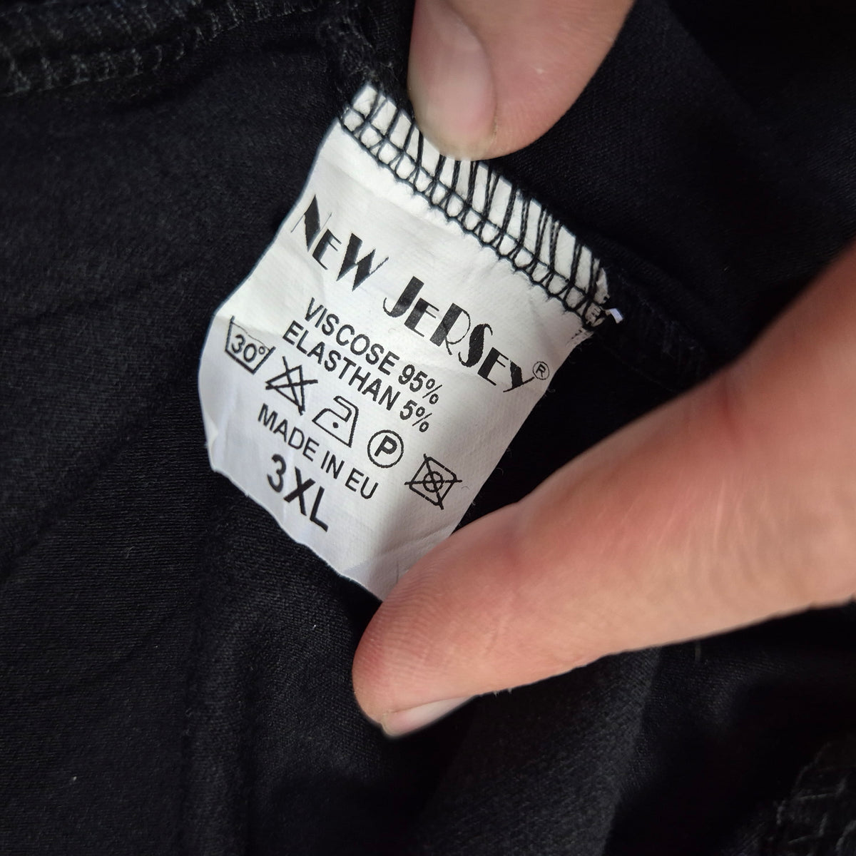 New Jersey fekete mintás betétes hosszított tunika - 3XL