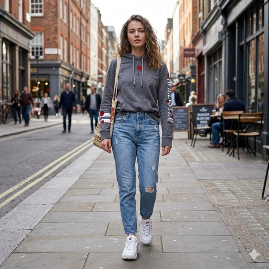 Hollister szürke női kapucnis pulóver - M