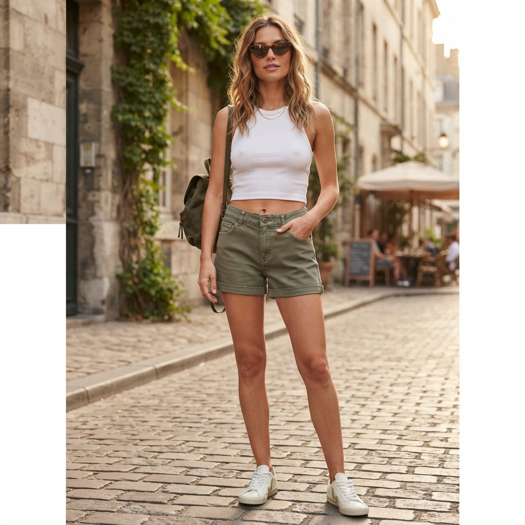 H&M Olajzöld farmer rövidnadrág - 34 (S)
