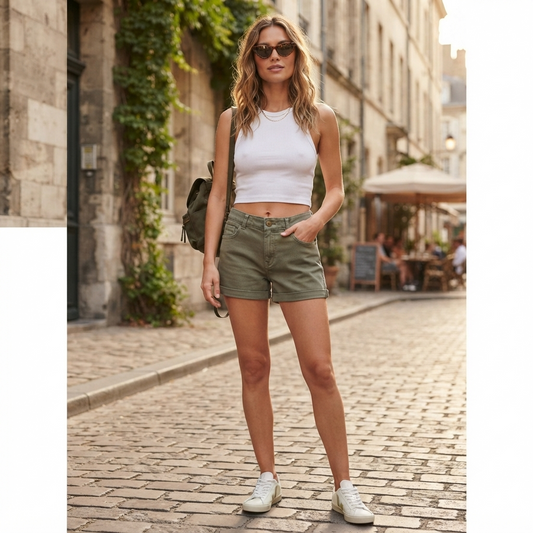 H&M Olajzöld farmer rövidnadrág - 34 (S)