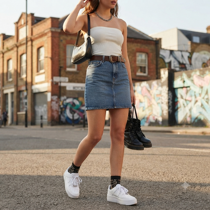 Monki kék női farmer miniszoknya - XS