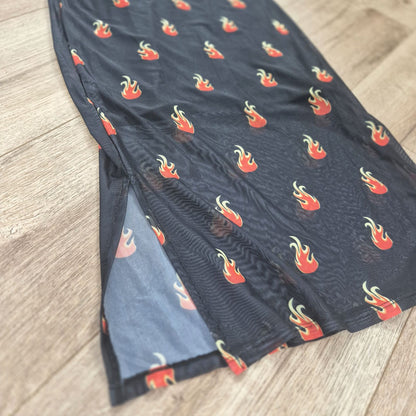 H&M Divided lángmintás hálós hosszú ujjú maxi ruha - XS