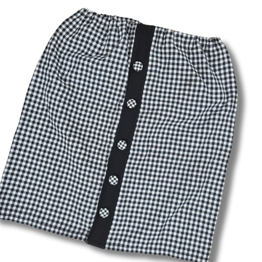 Fekete-fehér kockás gombos mini szoknya - XS / S