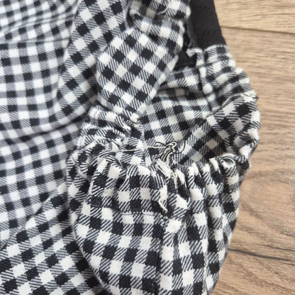 Fekete-fehér kockás gombos mini szoknya - XS / S
