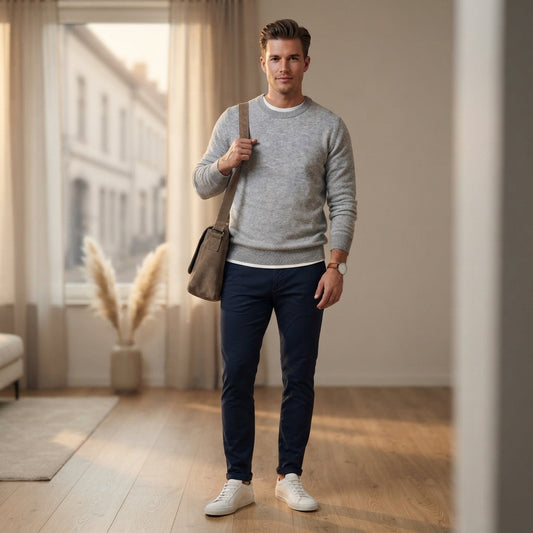 H&M szürke férfi kötött pulóver - M